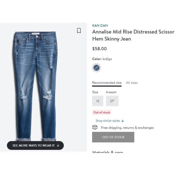 Kan Can (31) Annalise Skinny Distressed Scissor Hem Jeans - Stitch Fix Pants - Picture 8 of 13